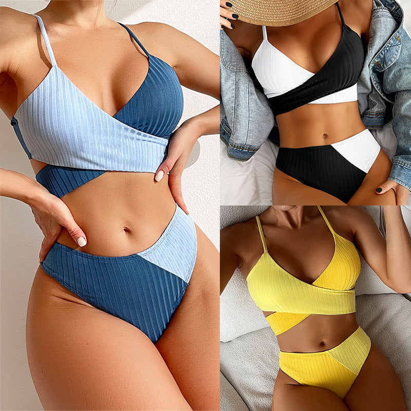 Julia Bikini | Colorblock bikini met strepen