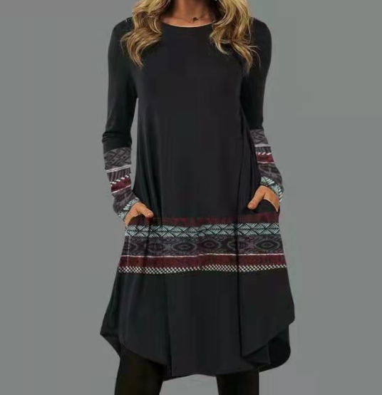Amber Jurk | Casual patchwork jurk met lange mouwen