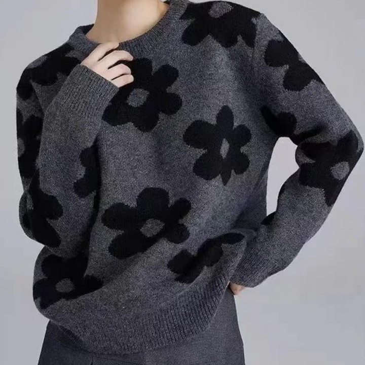 Celina Sweater | Luxe zachte gebreide dames trui met bloemen design