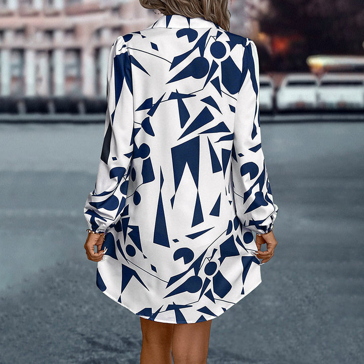Paulina Jurk | Casual overhemd jurk met abstracte print