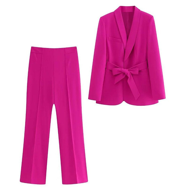 Zaria 2-delige damespak | Elegante blazer met riem en bijpassende pantalon
