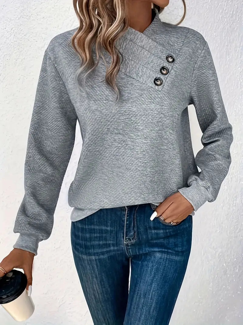 Lauren Sweater | Elegante casual trui met lange mouwen en knopen voor dames