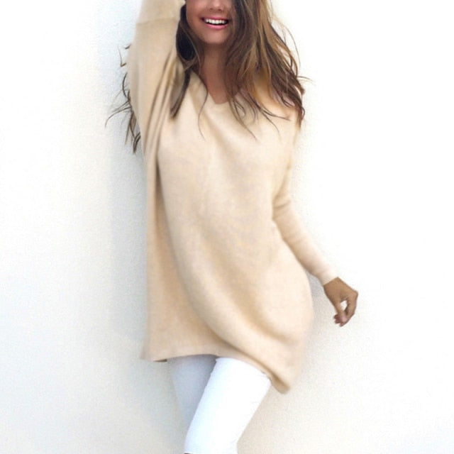 Isabel Sweater | Elegante lange kasjmier trui met V-hals voor dames