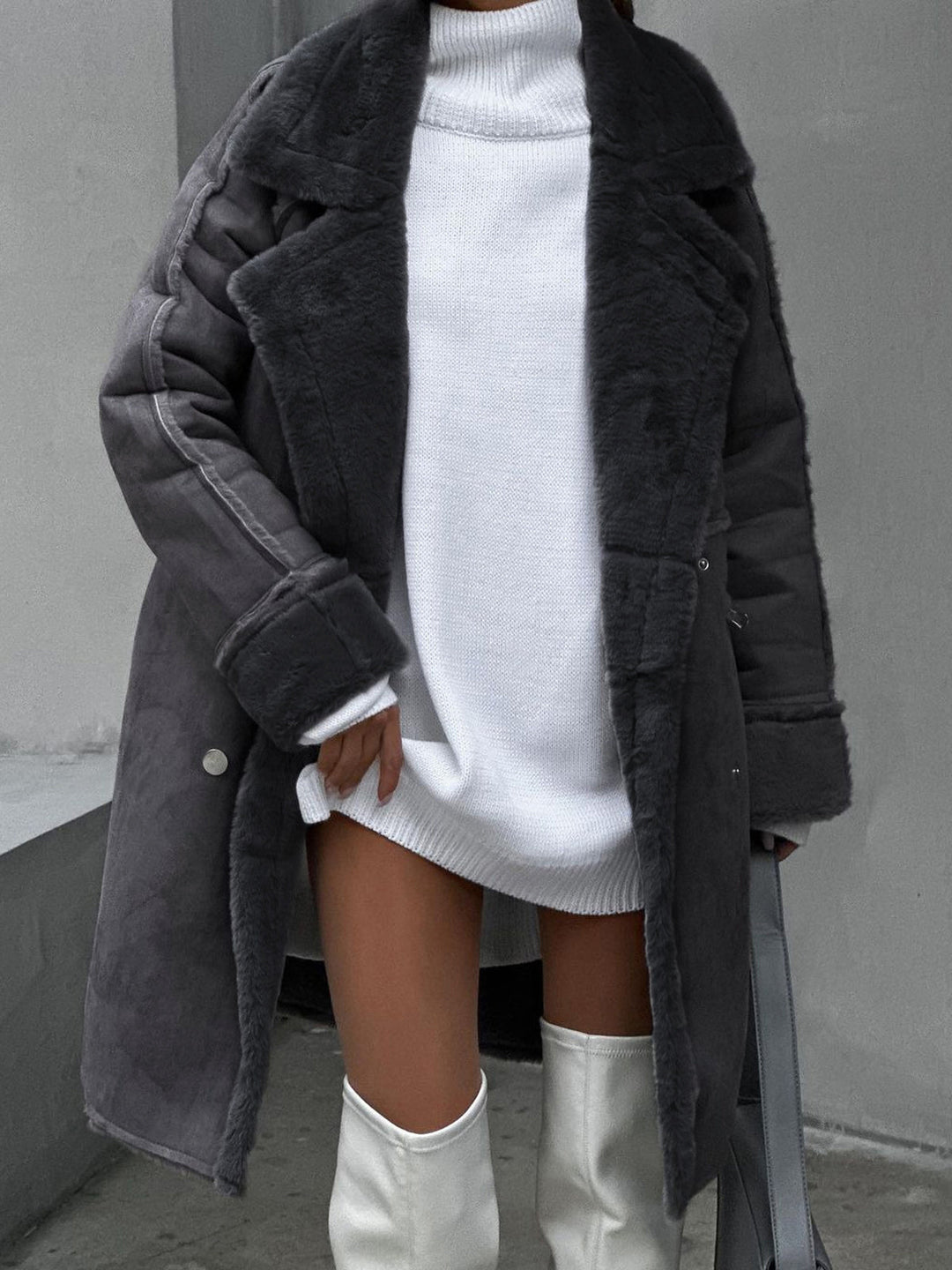 Claire Mantel | Trendy elegante polar fleece lange damesjas