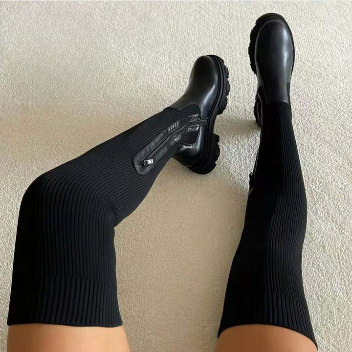 Isabel Boots | Elegante overknee laarzen met ritssluiting