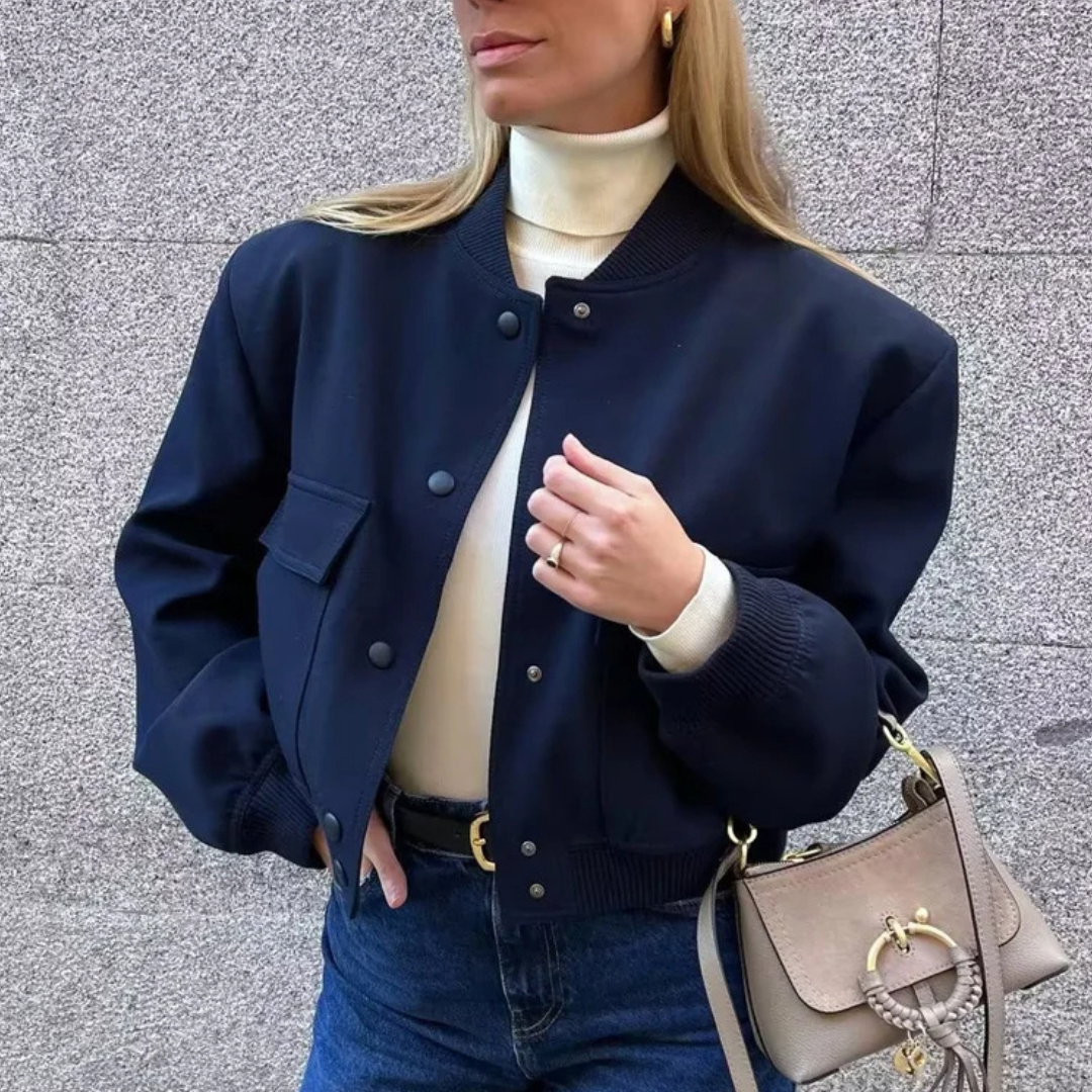 Urban Classics Varsity Jacket | Trendy plain korte damesjas met bomberkraag