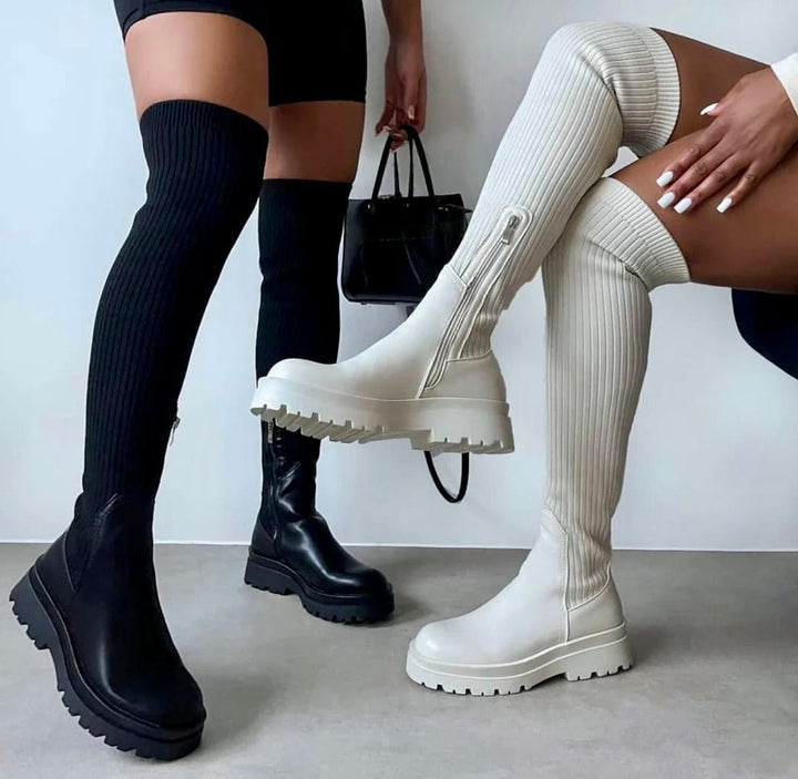 Isabel Boots | Elegante overknee laarzen met ritssluiting