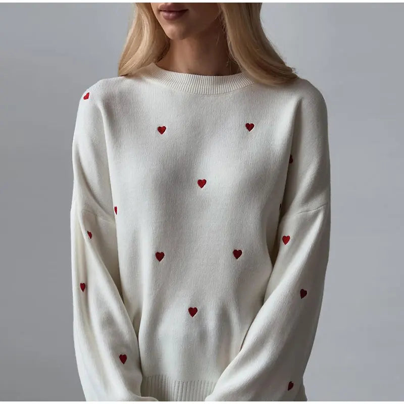 Comme Sweater | Trendy sweater met hartjes motief voor dames