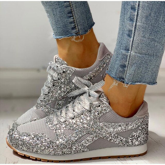 Mirella Glitter Sneakers | Hippe damessschoenen voor de feestdagen
