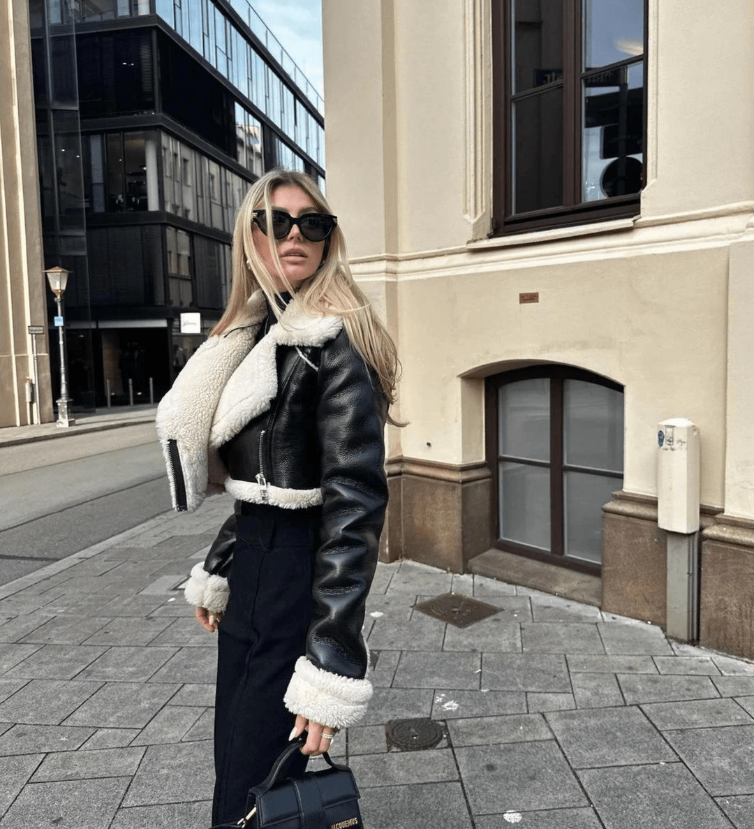 Claudia leren jack | stijlvolle look voor de koude dagen met bontrand