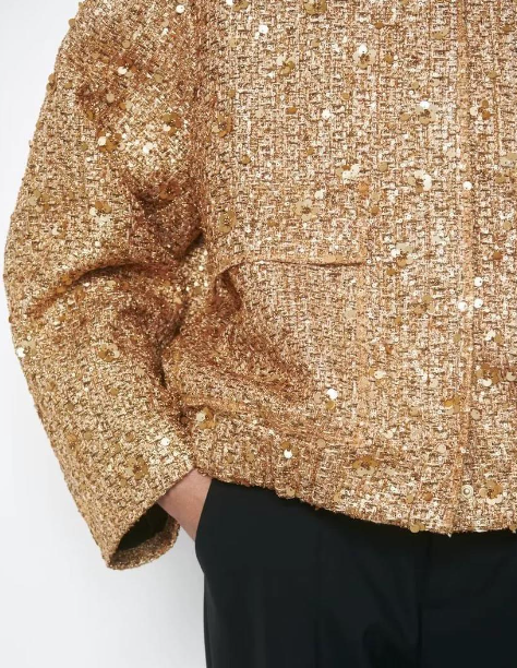 Isabella Jas | Elegante oversized jas met goudkleurige pailletten