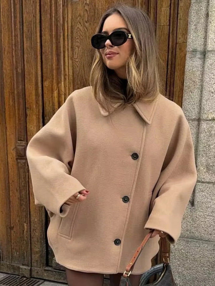 Isabella Jas | Oversized elegante jas met omgevouwen kraag voor vrouwen