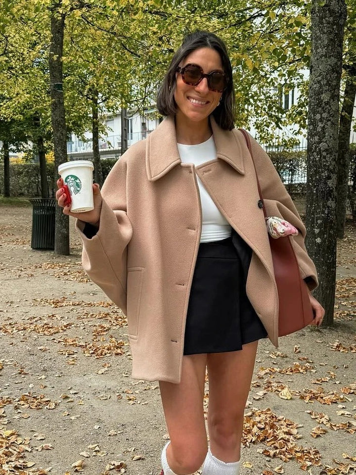 Isabella Jas | Oversized elegante jas met omgevouwen kraag voor vrouwen