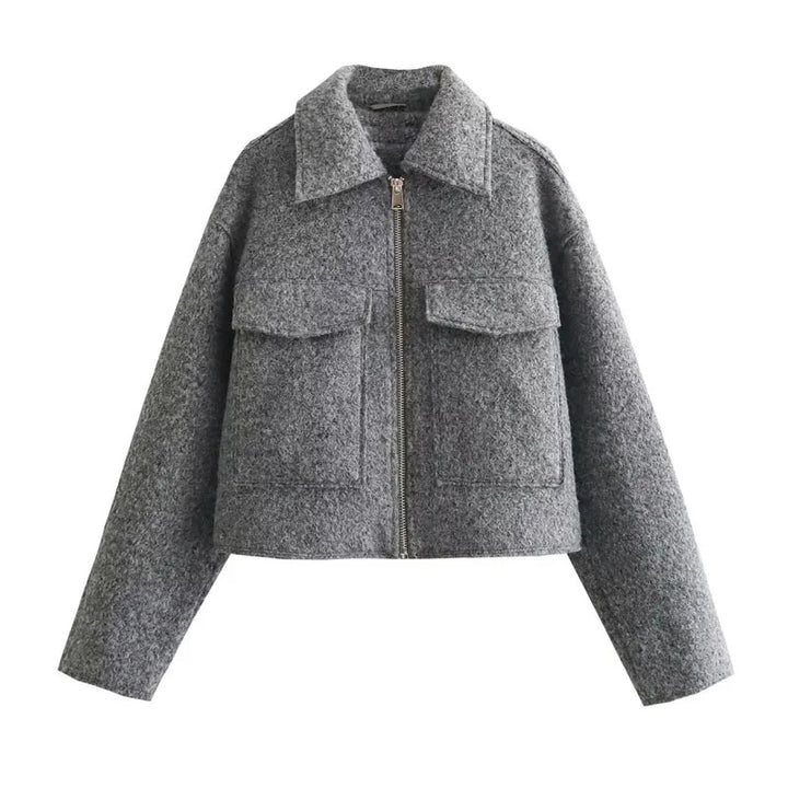 Demi Tweed Jacket | Populaire elegante korte lentejas met rits en omgevouwen kraag voor dames