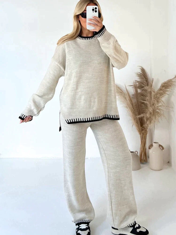 Nikki 2-delige gebreide set | Elegante knitted damespak voor de winter met trui en bijpassende broek