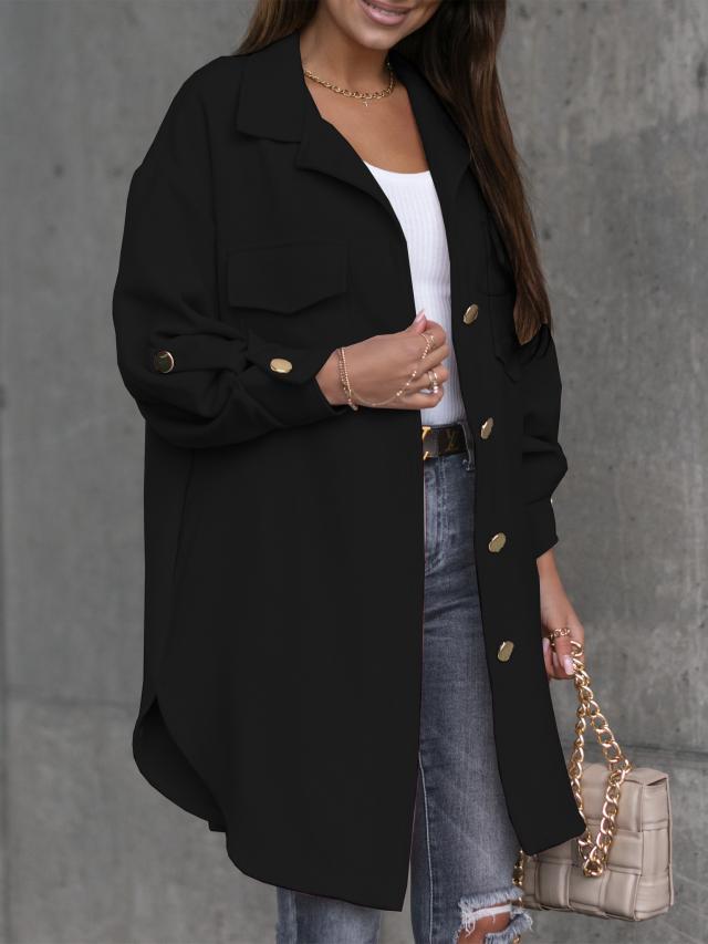 Isabella Jacket | Elegant trendy lang wollen look pocket overshirt/jas voor vrouwen