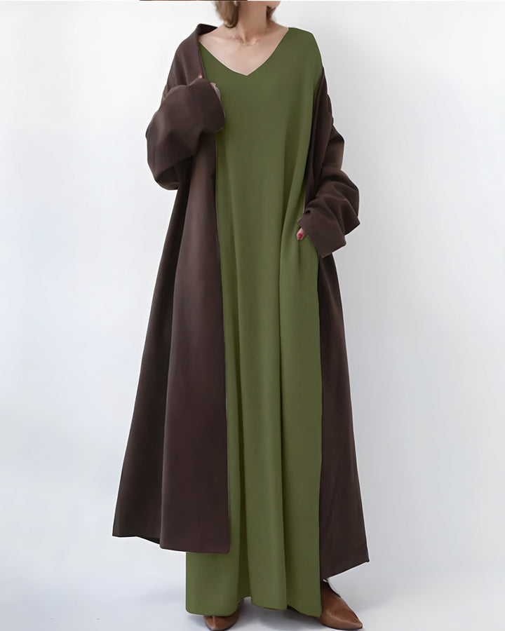 Fabienne Chapo Sweater-Jurk | Elegante retro oversized lange trui met V-hals voor dames