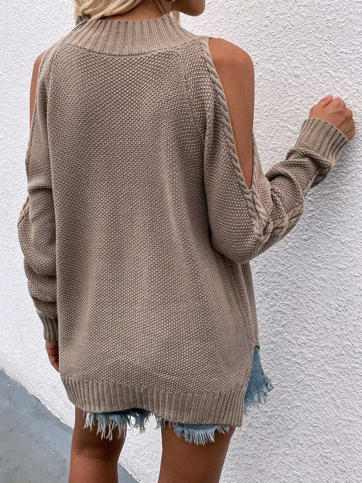 Love Story Sweater | Casual off-shoulder Sweater met O-hals en kabelmotief