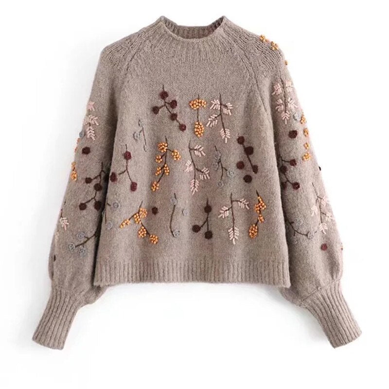 Chloe Sweater | Gezellige elegant gebreide trui voor dames met bladmotief