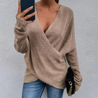 Merel Sweater | Elegant gebreide zachte v-hals wikkel trui voor dames