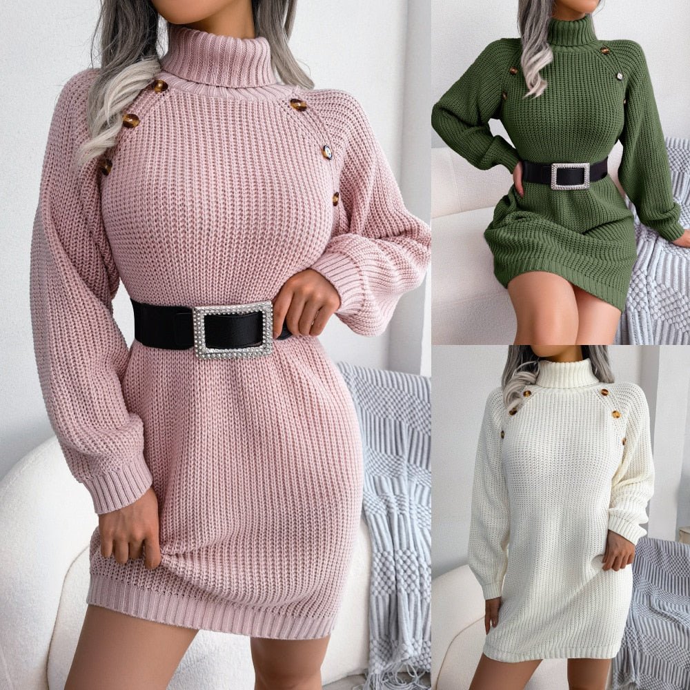 Diana Sweater | Comfortabele lange coltrui met knopen